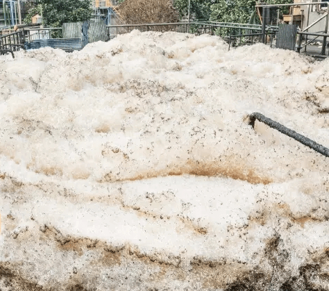 (圖:客戶(hù)電廠污水池泡沫)